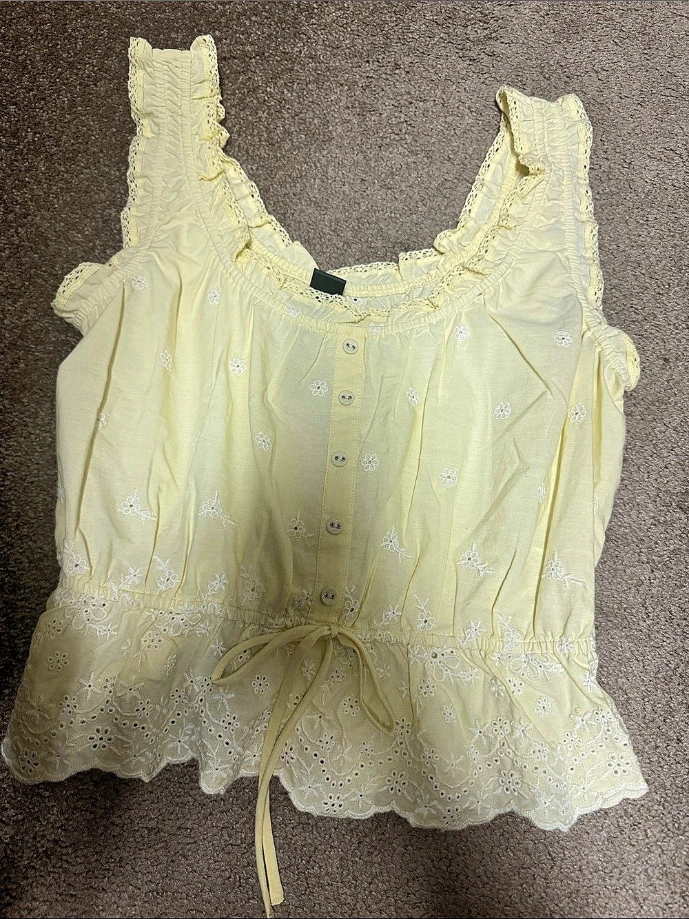 Wild Fable Floral Eyelet Tank Top Yellow Medium NWT